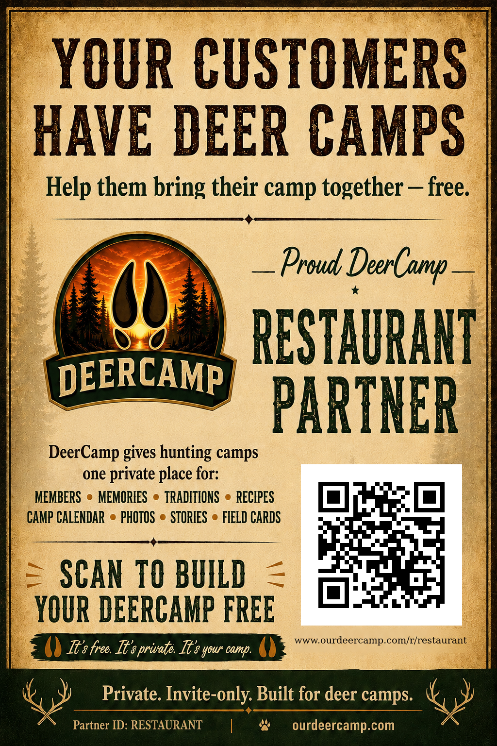 Restaurant DeerCamp partner poster